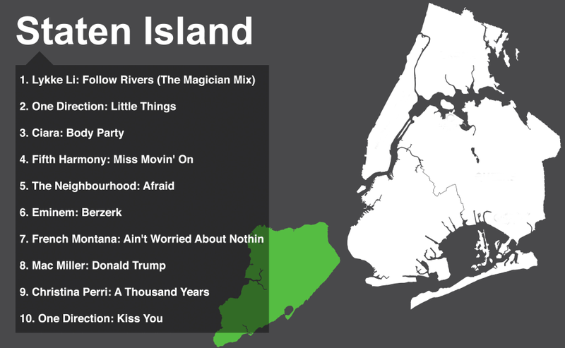Illustration for article titled The 10 Most Popular Spotify Songs in Each NYC Borough